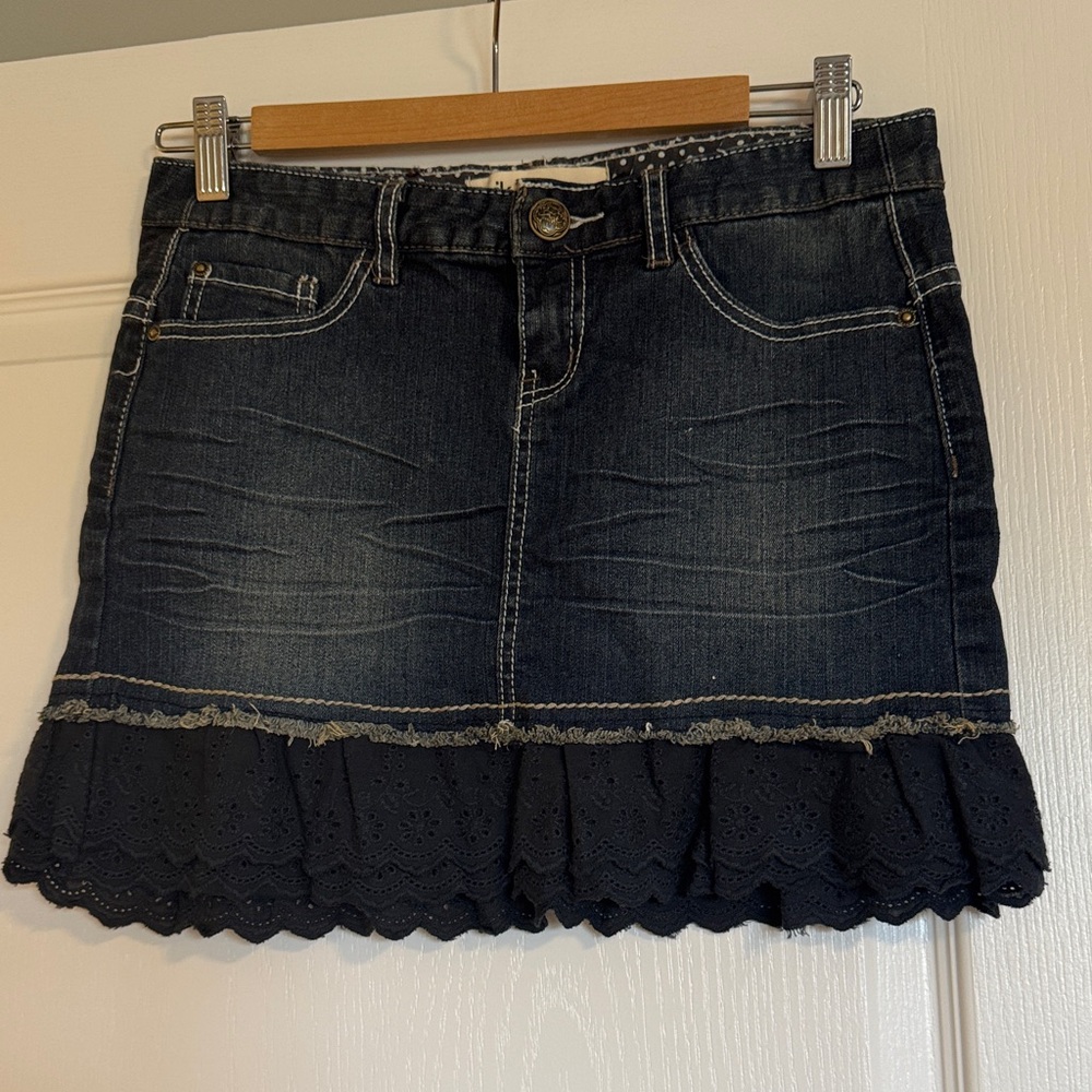 Denim Ruffle Hem Skirt Brand New